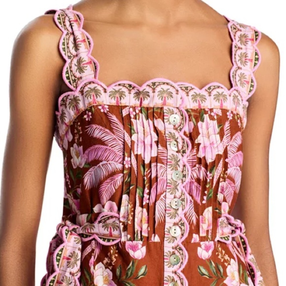🤎🌴🩷 FARM Rio Palm Dream Pleated Romper - Picture 3 of 7